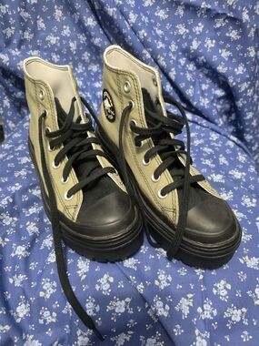 Converse High Top Platform Sneakers in Olive/Black